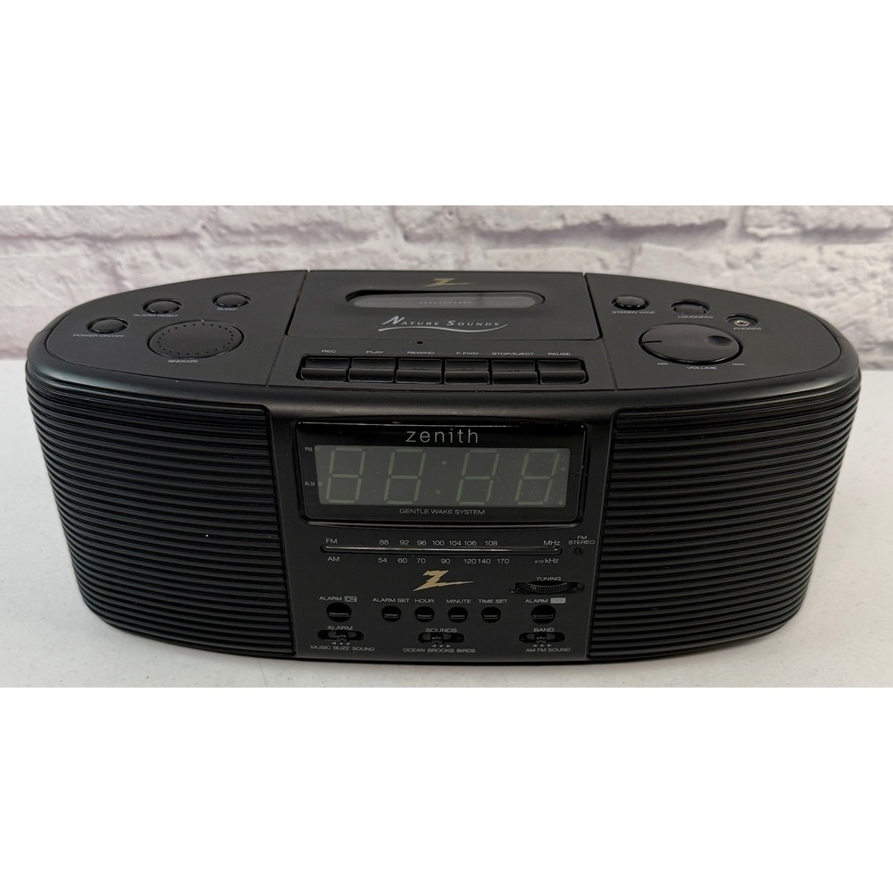 Vintage 90's Zenith Clock Radio w/ Cassette Player & Nature Sounds - Model Z321B